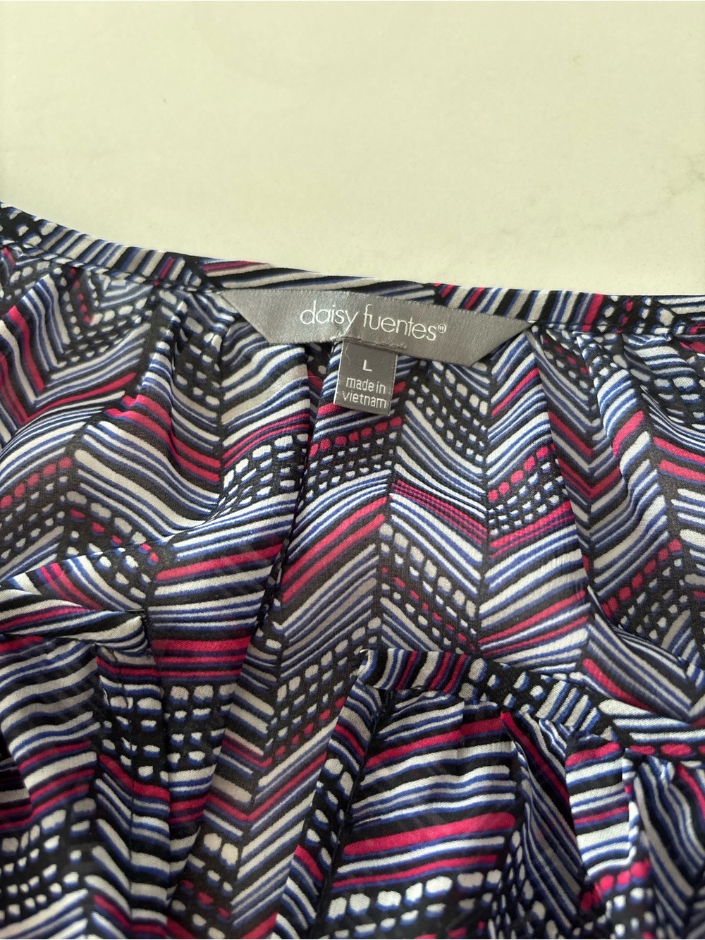 Daisy Fuentes Navy & Purple Printed Long-Sleeve Blouse - Picture 7 of 7